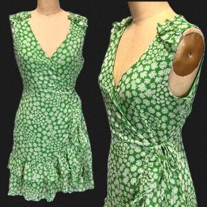 Summer meadow flower prairie wrap dress ruffle tie closure v-neck mini midi Lush